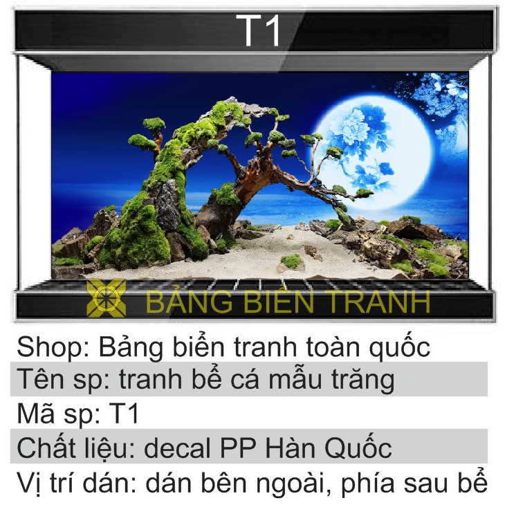 Tranh 3D dán bể cá mẫu trăng T1