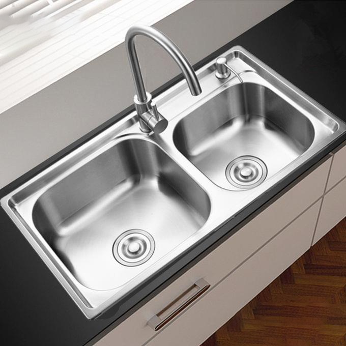 Chậu rửa chén 2 hộc inox dày bản to, kích thước 78x43 cm, bảo hành 3 năm