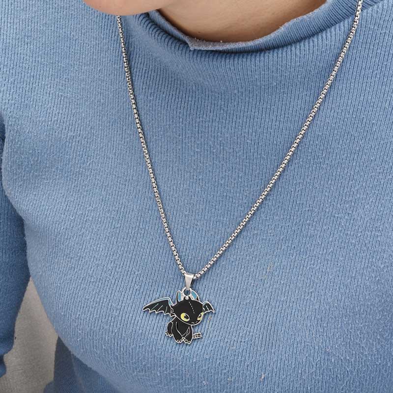 Vòng cổ hình chú rồng răng sún cá tính - Vòng đôi nam nữ chất liệu titan