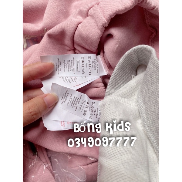 Bộ Nỉ Hoodie Bé Gái Sport Túi Chìm Hồng Orchestra