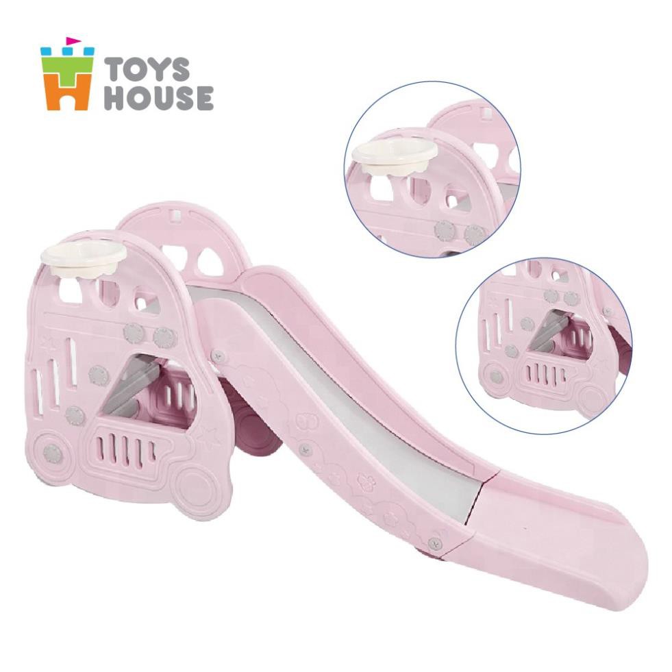 Sân chơi trong nhà cho bé cầu trượt kiêm bóng rổ 2 trong 1 hình ô tô Toyshouse L-HT30 - 180cm