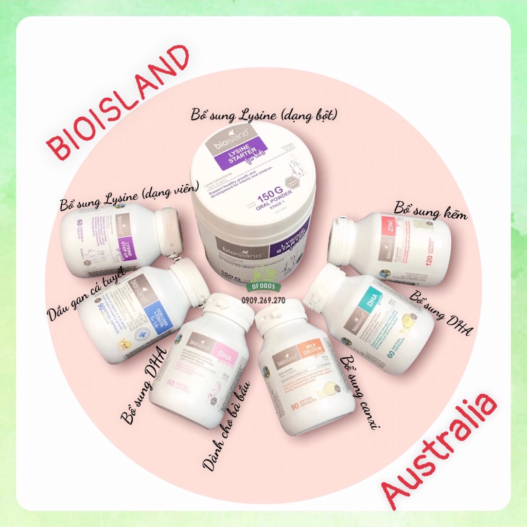 Vitamin DHA, Canxi, Lysine Bio Island cho bà bầu và em bé