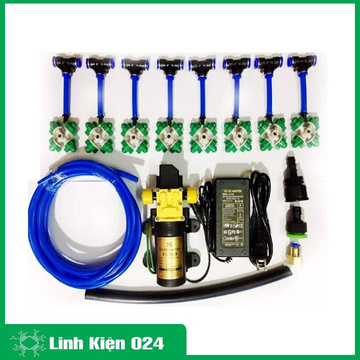 Bộ phun sương tưới cây tự động có hẹn giờ phun sương tưới nước lan, cây cảnh, rau 4 hướng