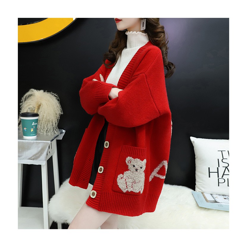 Áo khoác len cardigan áo len đỏ cổ tích mới hàng đầu | BigBuy360 - bigbuy360.vn