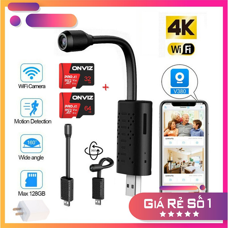 Camera IP Wi-Fi U21 Full HD1080P  Cổng USB - Camera chạy App V380 PRO, Góc siêu rộng, siêu nét