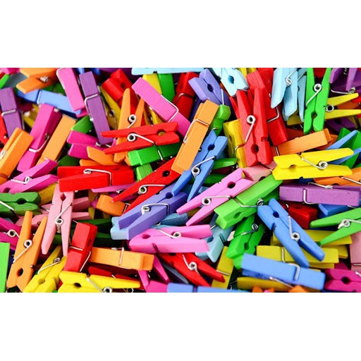 SỈ 200 kẹp gỗ màu dùng kẹp ảnh, treo tranh, trang trí vintage