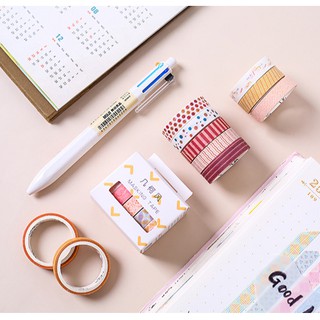 Set 5 cuộn băng dán washi tape trang trí