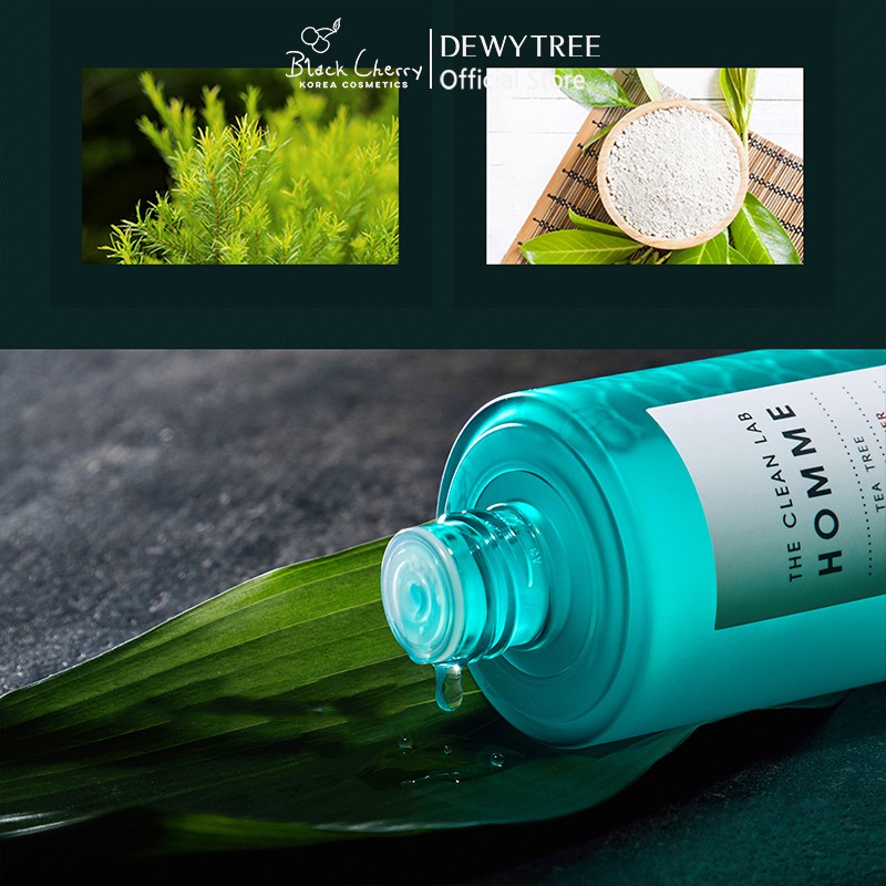 Nước hoa hồng cho nam se khít lỗ chân lông chiết xuất trà xanh Dewytree The Clean Lab Homme Tea Tree Powder Toner 150ml