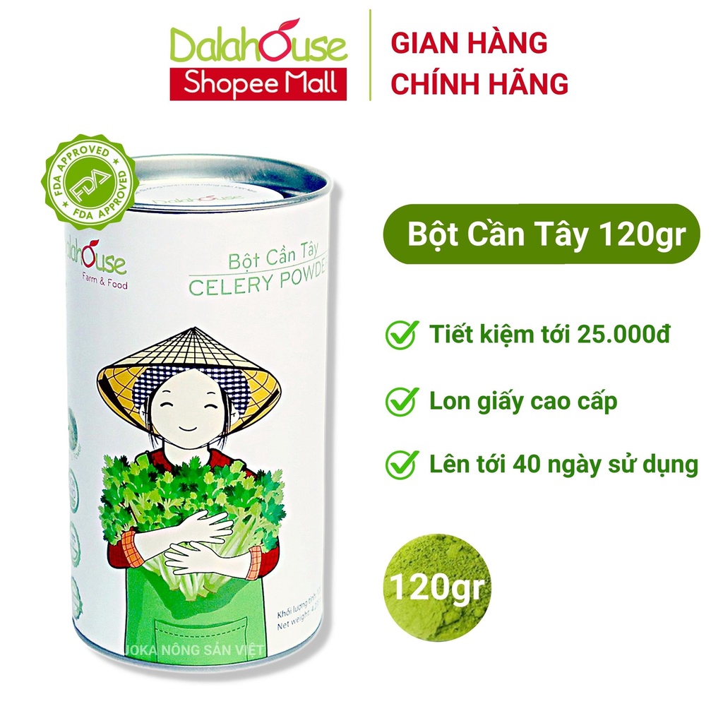 Bột cần tây sấy lạnh Dalahouse 120gr nguyên chất, đạt tiêu chuẩn Châu Âu