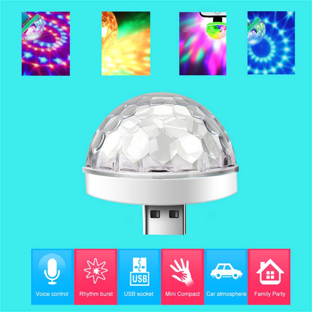 Coza Đèn Quả Cầu Ma Thuật Usb Đèn Vũ Trường Mini Có Điều Khiển Bằng Giọng Nói Đèn Tiệc Tùng Đa Năng Usb Di Động V8 Cho Xe Hơi Quả Cầu Ma Thuật Lắp Đặt Dễ Dàng