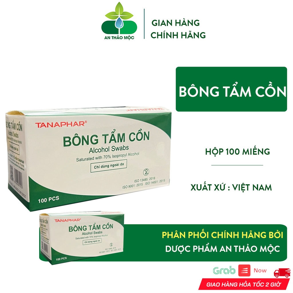 Bông Tẩm Cồn Tanaphar Làm Sạch Khử Trùng Da Hộp 100 Miếng