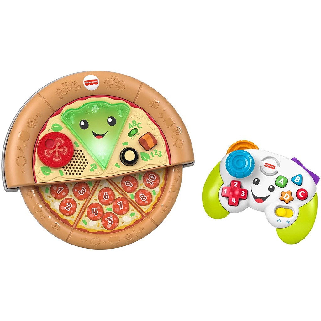 Bộ đồ chơi Fisher-Price Tay game và Bữa tiệc Pizza gồm 2 đồ chơi có đèn, nhạc và nội dung học tập cho bé yêu