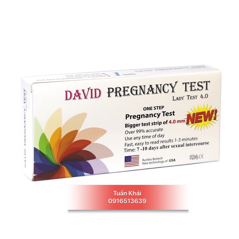 Que thử thai David Pregnancy Test phát hiện thai sớm - Che tên sản phẩm, test thai nhanh, chính xác, bản to