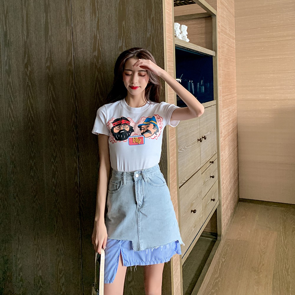 Chân Váy Denim Chữ A Lệch Tà Cá Tính Cho Nữ | BigBuy360 - bigbuy360.vn