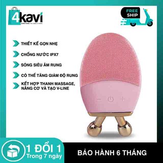 Máy Rửa Mặt Silicon Tích Hợp Sóng âm và Con Lăn Massage Nâng Cơ Mặt 3D. Máy Rửa Mặt đa Năng bảo hành 6 tháng bởi 4KAVI