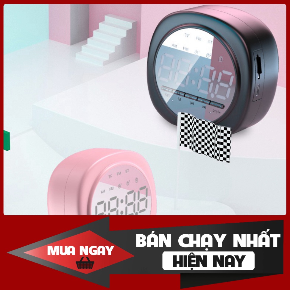 Big sale Loa Bluetooth Q12 Tích Hợp Đồng Hồ Báo Thức Đài FM Màn Hình Tráng Gương Hiển Thị Đèn Led - Loa Mini Siêu Trầm Đ