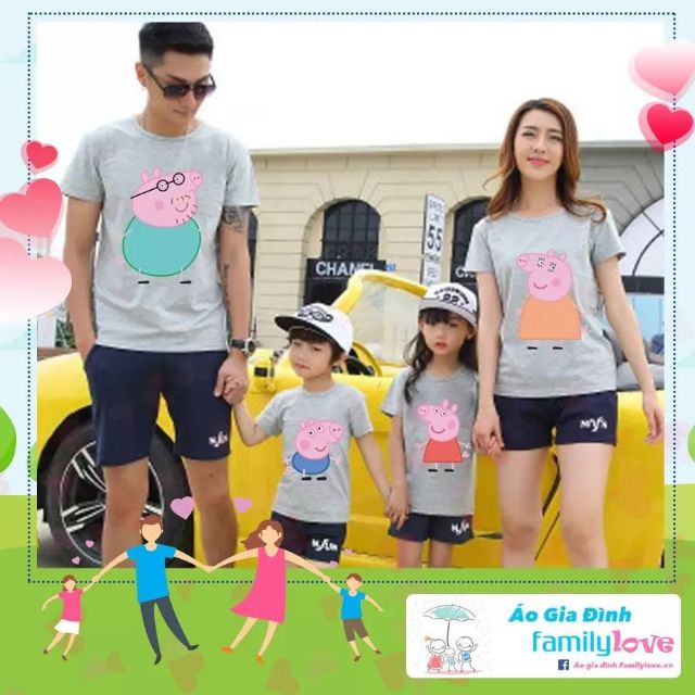 áo gia đình heo xinh sét gia đình 5 người chất cotton mịn mát  giá sĩ