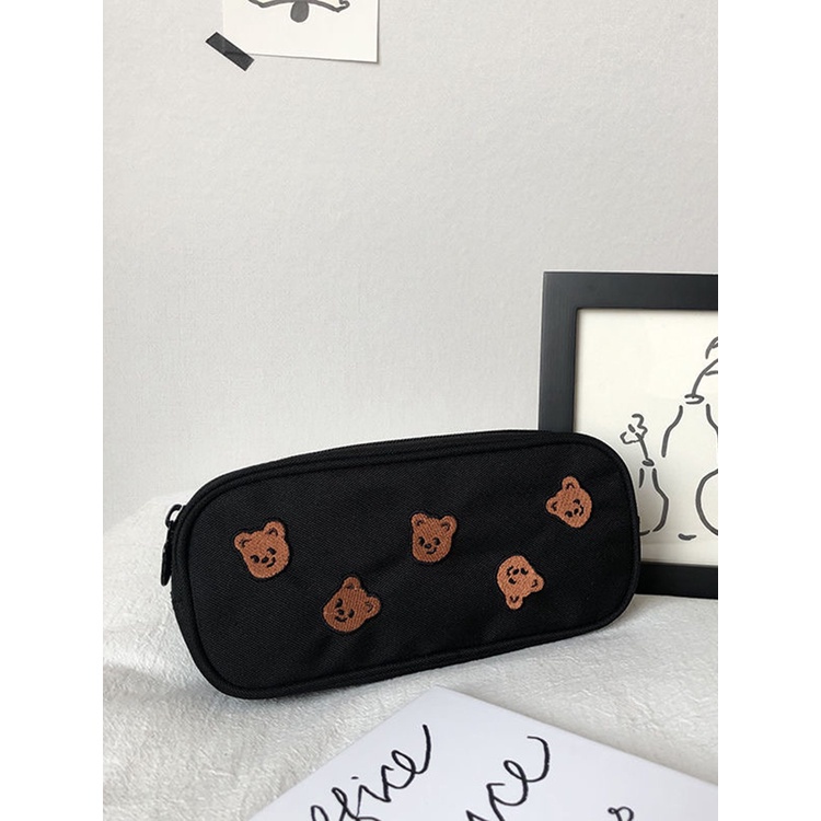 Túi Đựng Bút/ Mỹ Phẩm/ Đồ Dùng Học Sinh Bằng Vải Canvas Thêu Họa Tiết Độc Đáo Thời Trang