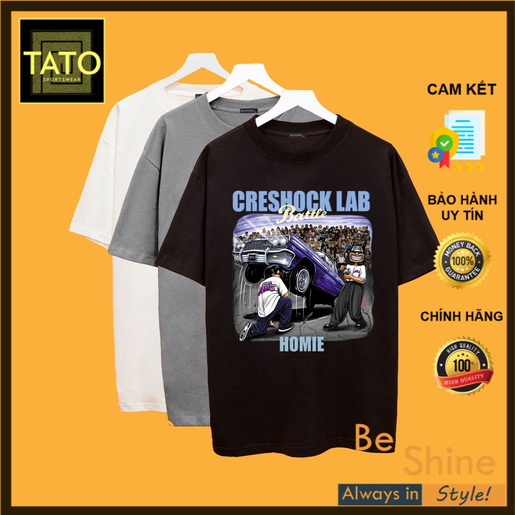 Áo Thun Creshock Lab Thợ Sửa Xe Ô Tô , Áo Phông Unisex Form Rộng Chất Vải Cotton Thời Trang Nam Nữ