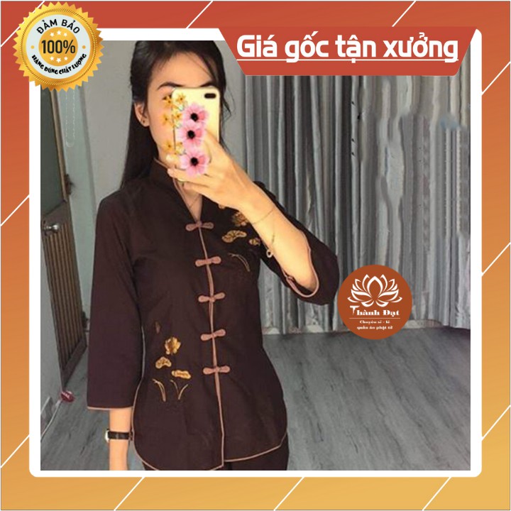Đồ lam đi chùa Bộ Đi Chùa Cổ Tàu Thêu Sen,Vải Kate Loại 1 Mịn Đẹp Thoáng Mát,Mặc Cực Thoải Mái, Kín Đáo Khi Đi Lễ Chùa | BigBuy360 - bigbuy360.vn