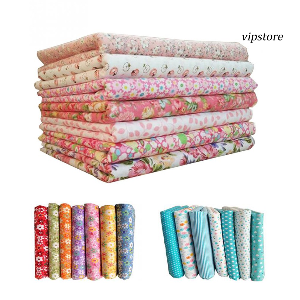 Set 7 Tấm Vải 25cmx25cm Họa Tiết Hoa Tự May Vá Đa Dụng Chất Lượng Cao