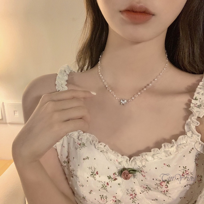 GETNOIVAS Vòng cổ Mặt Hình Bướm Đính Ngọc Trai Thời Trang Cho Nam Nữ