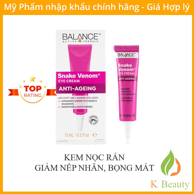 Kem Nọc Rắn - Dưỡng Giảm Bọng Mắt, Nếp Nhăn Balance Active Formula Snake Venom Anti-Ageing Cream 15ml
