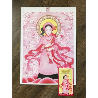 Tranh Tứ Phủ in giấy cứng siêu mịn, dày dặn (kích thước A3 30x42cm)