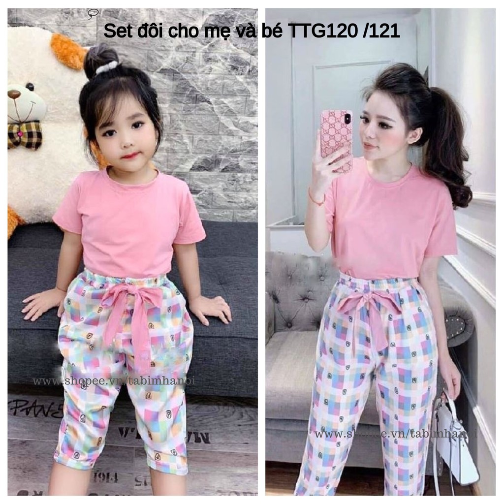(8-30kg) Bộ đôi sang chảnh TTG121 Set áo phông quần kẻ TB313 TN314