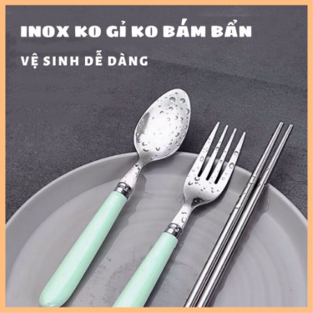 Bộ Thìa Đũa Inox 304 Cao Cấp cá nhân có hộp đựng cao cấp-Hộp thìa dĩa văn phòng, du lịch tiện dụng-(giao màu ngẫu nhiên)