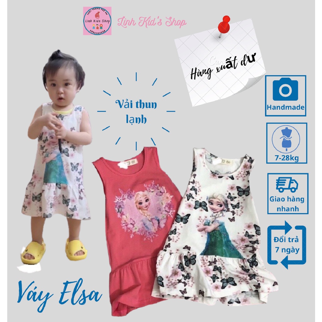 [Ảnh thật] Váy ELSA sát nách cho bé gái từ 1-8 tuổi chất thun lạnh