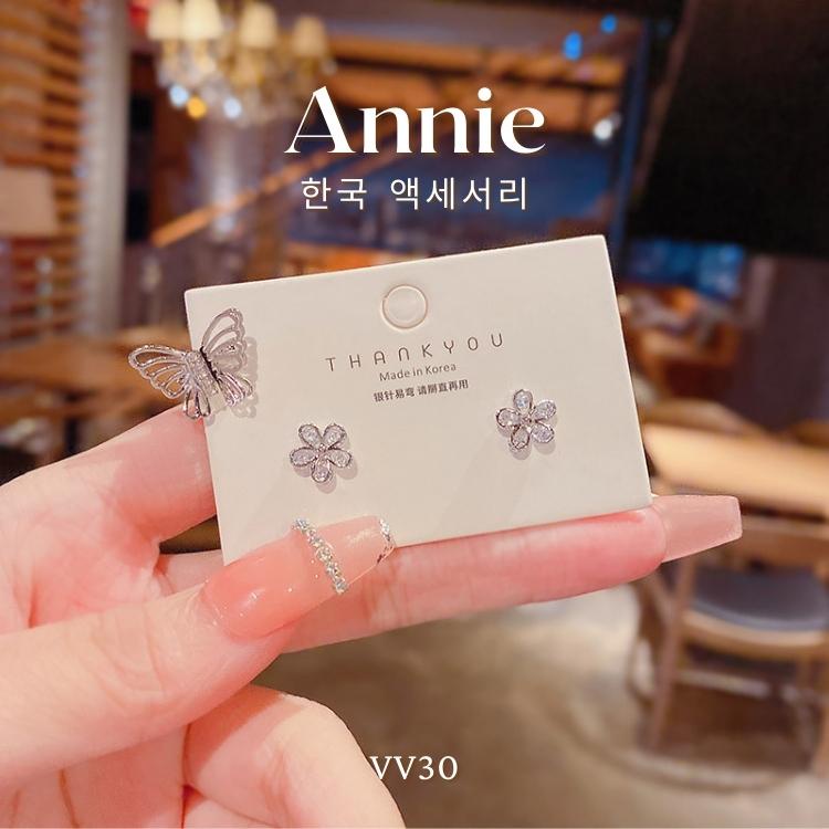 Bông tai bạc kẹp vành titan không gỉ cao cấp phong cách cá tính thời trang ANNIE VV30