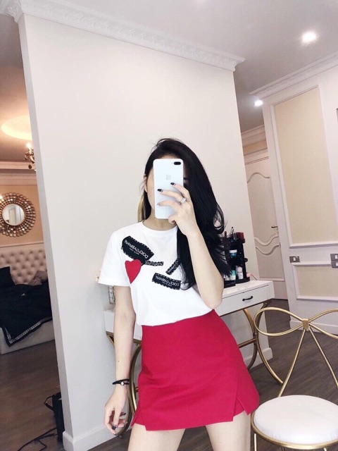 Chân váy dáng A, Chân váy xẻ bên có lót quần NhiNhiShop CV277 - Không có túi