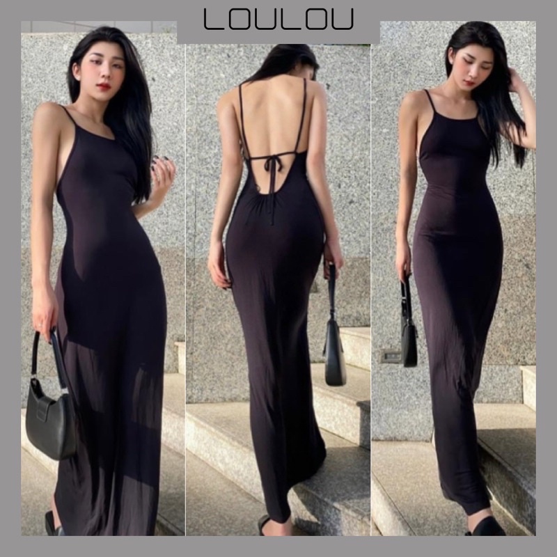 Đầm 2S Thun Lụa Khoét Lưng Cột Dây D87