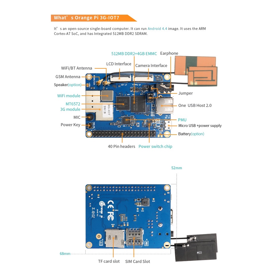 Thẻ Nhớ Bluetooth Android4.4 Mini Pi 3g-iot-b 512mb Cortex-A7 4gb | BigBuy360 - bigbuy360.vn