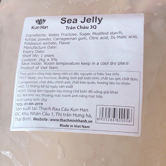Trân Châu TRẮNG Làm Sẵn 3Q Jelly TIỆN LỢI 2Kg