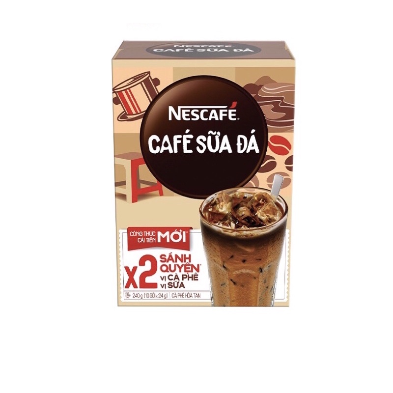 [Tặng bộ 3 hộp]6 Hộp Cà phê hoà tan NESCAFE sữa đá 10 gói