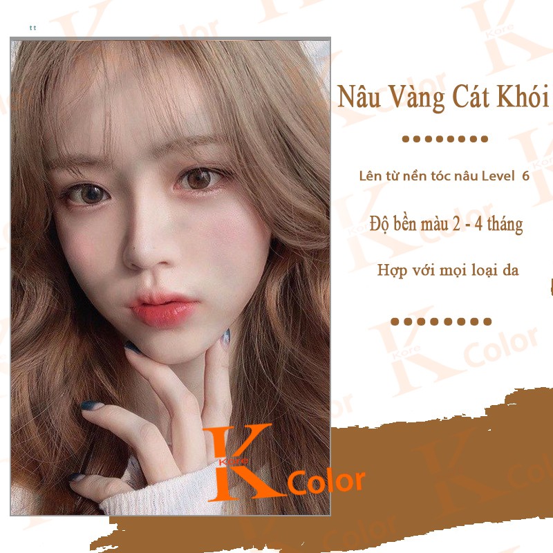 Thuốc nhuộm tóc màu NÂU VÀNG CÁT  KHÓI KoreColor