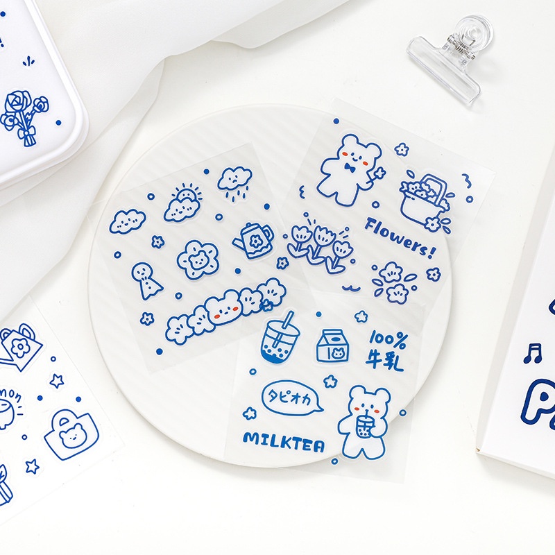 Set 100 Miếng Dán Trang Trí Bằng PVC Mềm Hình Gấu Hoạt Hình Dễ Thương
