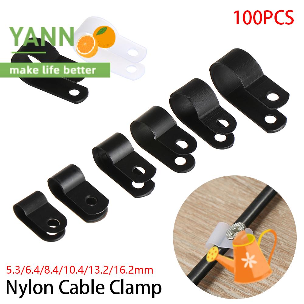 Bộ 100 Kẹp Dây Cáp Hình Chữ R Bằng Nylon Cứng Chắc Chắn Chất Lượng Cao