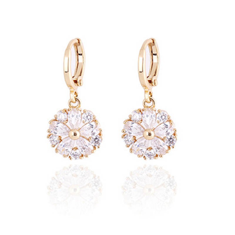 Khuyên Tai Hoa Đính Đá Kiểu Dáng Sang Trọng Thanh Lịch Dành Cho Nữ