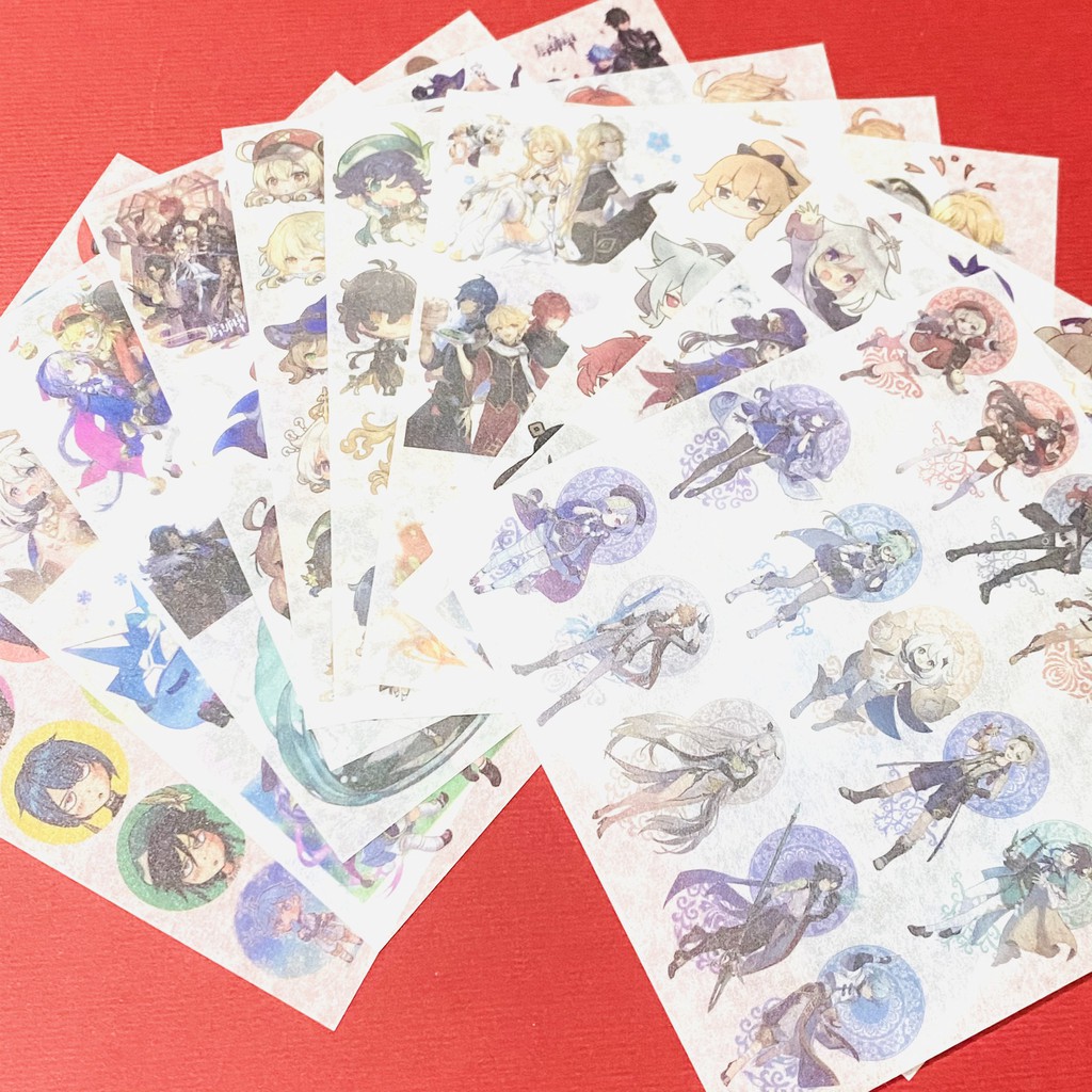 (1 tấm) Ảnh dán GENSHIN IMPACT game sticker anime chibi trang trí xinh xắn