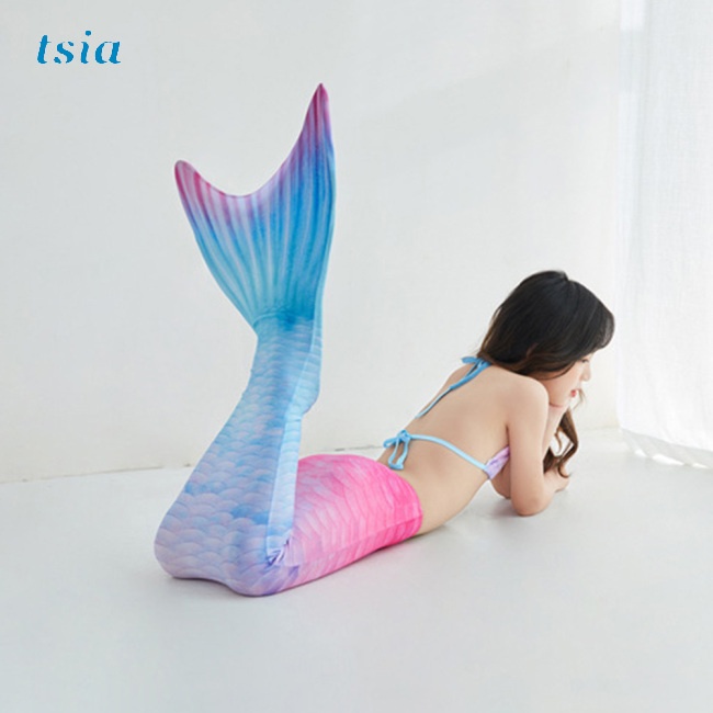 Bộ đồ bơi 2 mảnh bằng polyester họa tiết đuôi nàng tiên cá nhiều màu cho bé gái 3-12 tuổi G7