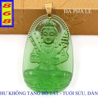 [Tuổi Sửu, Dần] Mặt Dây Chuyền Phật Hư Không Tạng Bồ Tát Pha Lê Xanh Lá 5cm - Mặt Size Lớn - Tặng Kèm Móc Inox