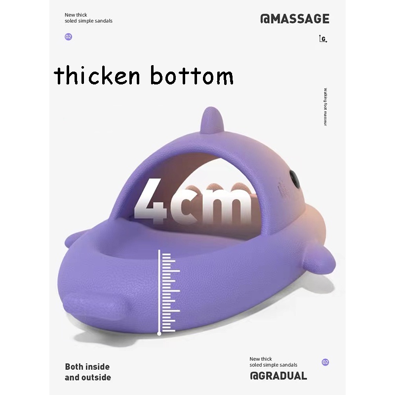 Dép Đi Trong Nhà Đế Mềm Chống Trượt Hình Cá Mập Màu Gradient Thời Trang Mùa Hè Cho Cặp Đôi