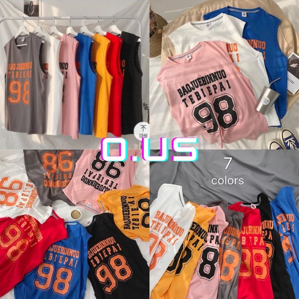 (Sẵn hồng, xám, xanh biển_Ảnh thật) Áo gym tanktop bóng rổ, áo ba lỗ cotton nam nữ số 98