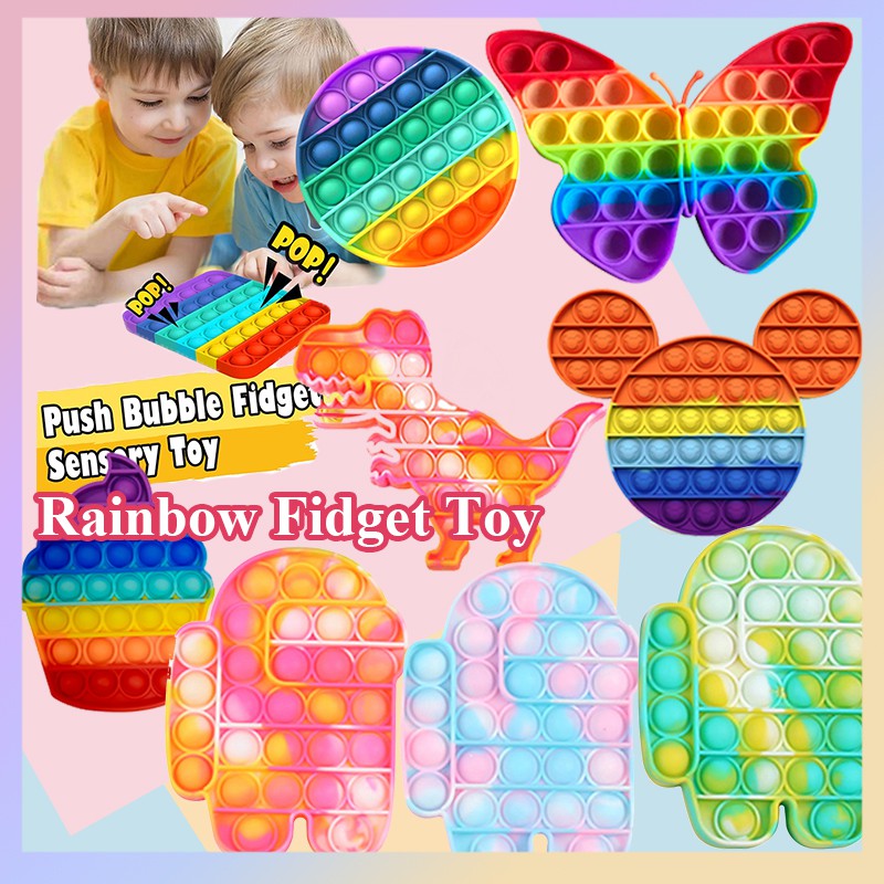 Đồ chơi bấm bong bóng giải tỏa căng thẳng độc đáo sáng tạo Pop It Tiktok Push Pop Fidget Toy Bubble Unicorn Rainbow Square Heart Đồ Chơi Stress Relief Special Needs Silent Classroom Tiktok Board Game Đồ Chơi Giáo Dục For Kids