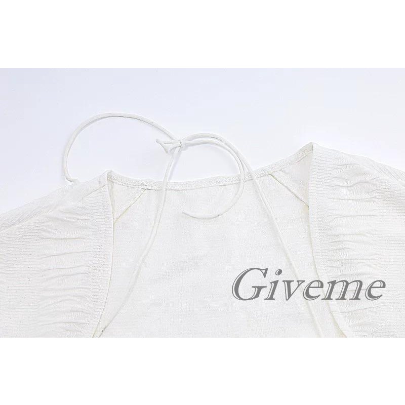 Đầm Ngắn Tay Ngắn Ôm Dáng Phối Dây Rút Màu Trắng Thời Trang Mùa Hè Quyến Rũ Cho Nữ