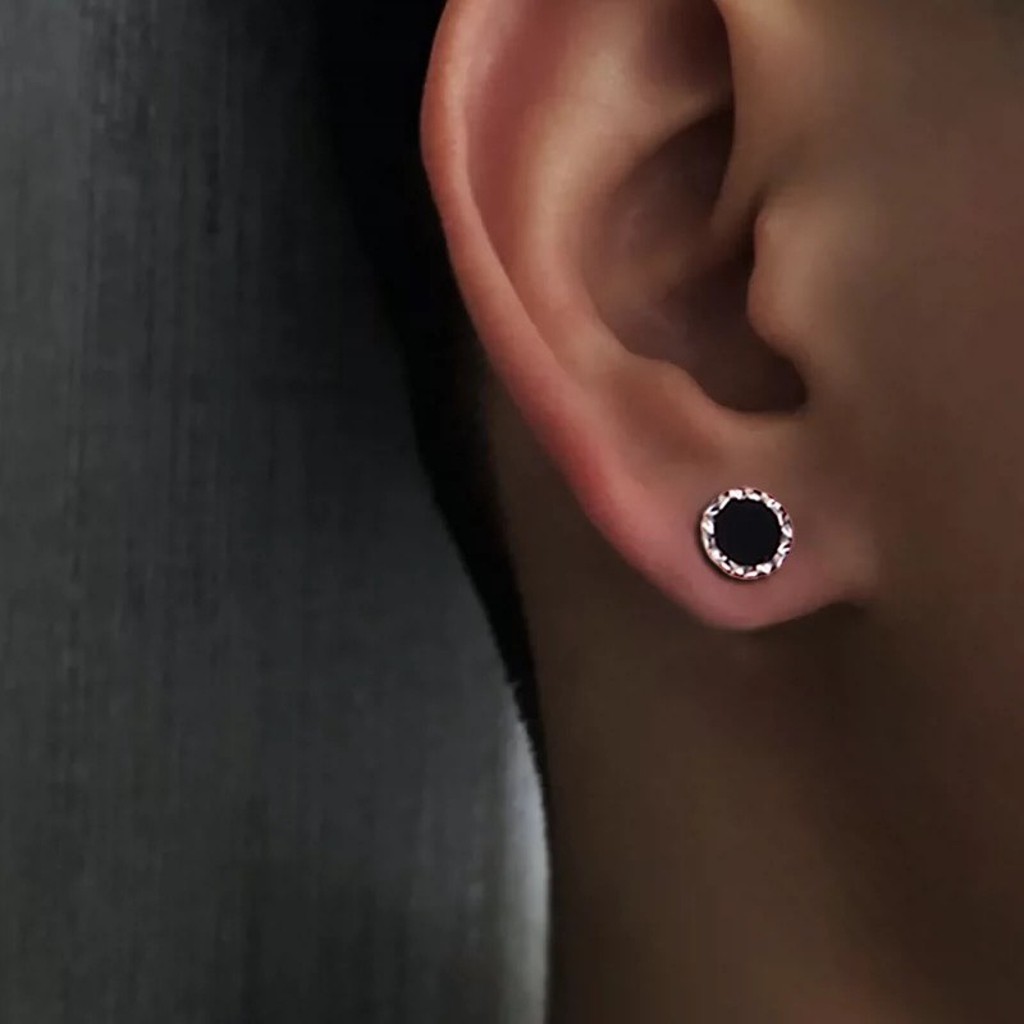 Bông tai, Khuyên tai nam nữ mặt trơn chấm bi phong cách thời thượng, Cá tính, Unisex, 1 chiếc