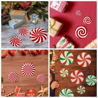 Floor Decals Christmas Stickers Self-Adhesive Candy Round Pad 12 Pieces